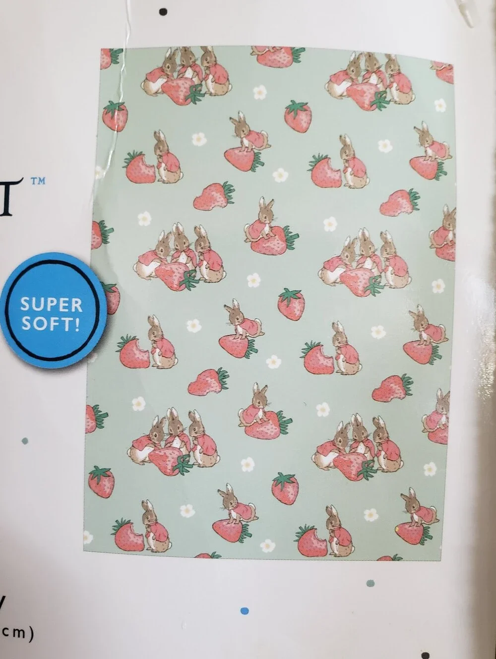 Beatrix Potter Peter Rabbit Sage Green 50x70  Strawberry Plush Throw Blanket NWT